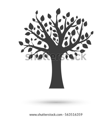 Black Tree Silhouette Isolated On White Stock Vector 102856430