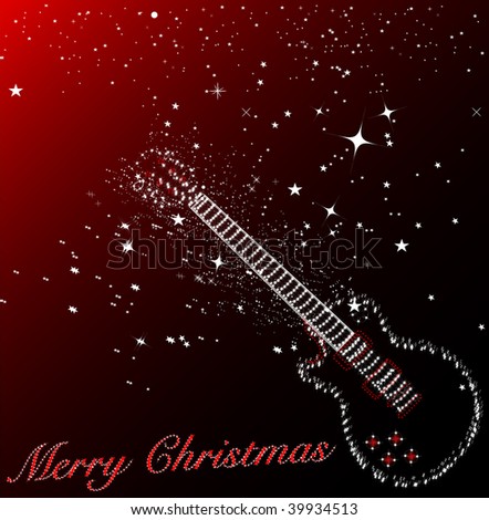 vector guitar merry christmas - stock vector