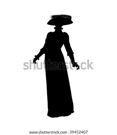 Female Art Illustration Silhouette Victorian Stock Photos, Images