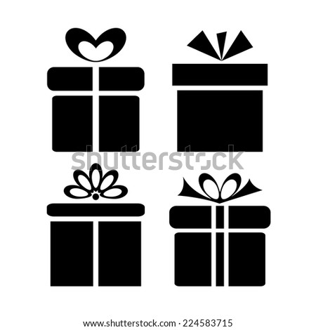 Set Gift Boxes Icons Black White Stock Vector 115030312 - Shutterstock