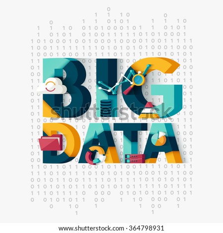 Big data concept. Typographic poster. - stock vector Big data concept. Typographic poster. - stock vector