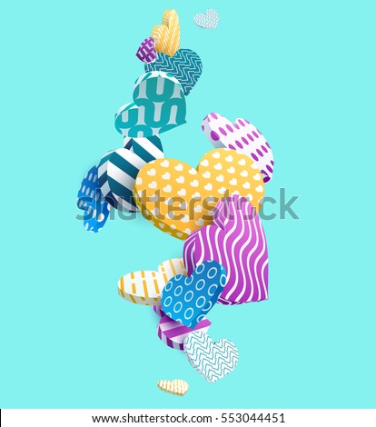 Multicolored 3d hearts. Abstract vector illustration. Multicolored 3d hearts. Abstract vector illustration.