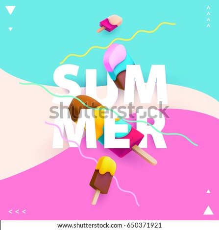 Word "summer" with colorful ice cream Word "summer" with colorful ice cream