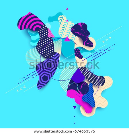 Abstract composition of colored decorative shapes Abstract composition of colored decorative shapes