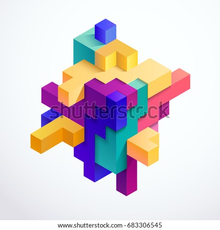 Multicolored 3D cube Multicolored 3D cube