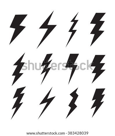 set of simple lightning doodle - stock vector set of simple lightning doodle - stock vector