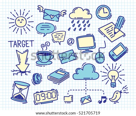 Business themed doodle on paper background Business themed doodle on paper background