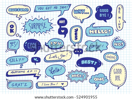 Cute speech bubble doodle set Cute speech bubble doodle set