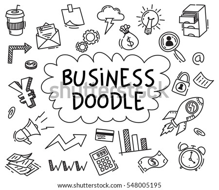Set of business doodle on white background Set of business doodle on white background