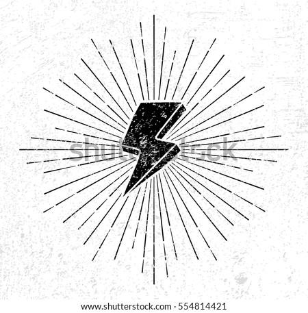 Vintage thunder symbol with sunburst in grunge background Vintage thunder symbol with sunburst in grunge background