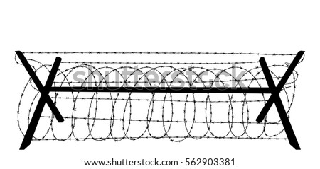Barbed wire silhouette isolated on white background vector illustration Barbed wire silhouette isolated on white background vector illustration