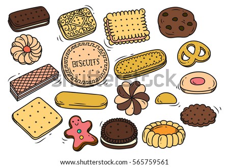 Set of biscuit doodle isolated on white background Set of biscuit doodle isolated on white background