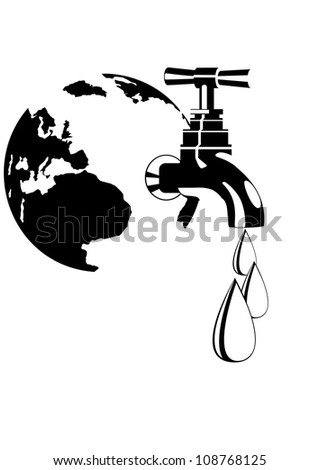 Earth Faucet Which Drops Water Dripping Stock Vector 106593041 ...