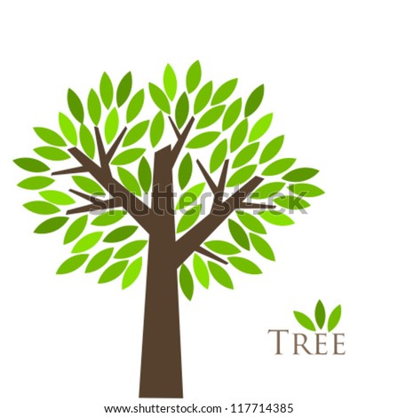 Symbolic Tree Single Leaves Vector Illustration Stock Vector 54766681
