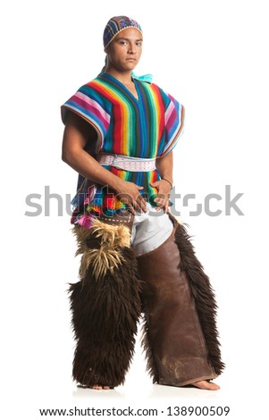 Ecuadorian Dancer Dressed Traditional Costume Highlands Stock Photo