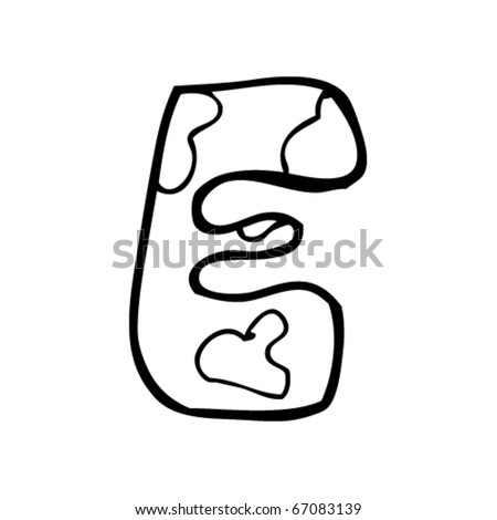 child's drawing of the letter e - stock vector