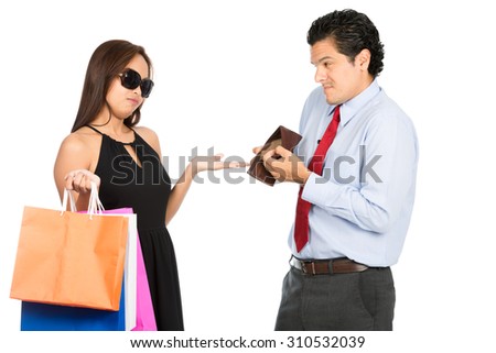 photo greedy shopaholic gold digger stylish asian wife demanding money shopping from poor sympat photo greedy shopaholic gold digger stylish asian wife demanding money shopping from poor sympat