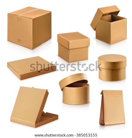 Set cardboard boxes, vector - stock vector Set cardboard boxes, vector - stock vector