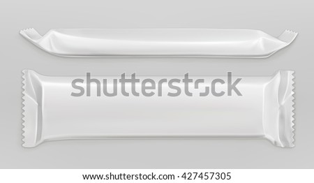 White polyethylene package, chocolate bar, vector mockup - stock vector White polyethylene package, chocolate bar, vector mockup - stock vector