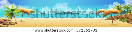 Sea panorama, Tropical beach vector background Sea panorama, Tropical beach vector background