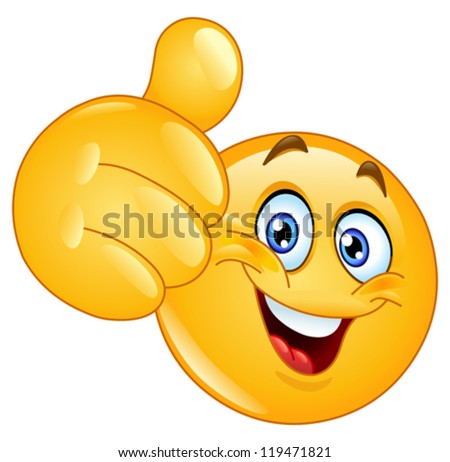 Emoticon showing thumb up - stock vector