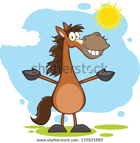 Smiling Horse Cartoon Mascot Character Open Stock Vector 159776798