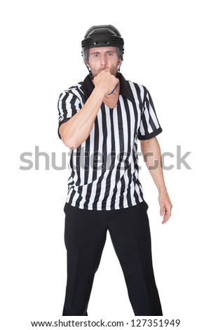 Referee Blowing Whistle Calling First Down Stock Photo 210720415 