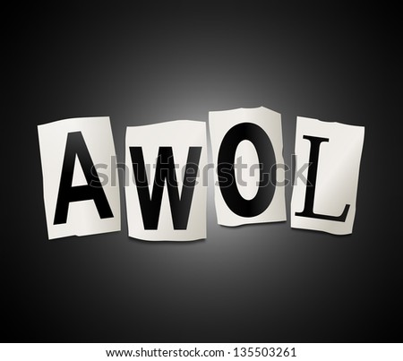 ... cut out letters arranged to form the word AWOL. - stock photo