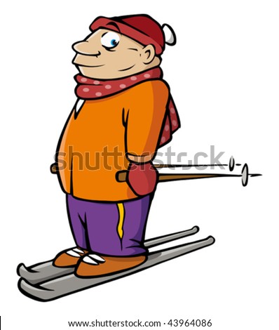 Cartoon Vector Illustration Female Skier Stock Vector 43964080