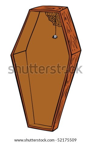 Wooden coffin. - stock vector