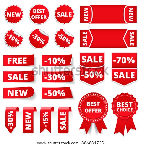 Red sale banners, labels, stickers, tags, vector eps10 illustration - stock vector Red sale banners, labels, stickers, tags, vector eps10 illustration - stock vector