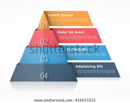 Pyramid chart with four elements with numbers and text, pyramid infographic template, pyramid diagram for presentations, vector eps10 illustration - stock vector Pyramid chart with four elements with numbers and text, pyramid infographic template, pyramid diagram for presentations, vector eps10 illustration - stock vector