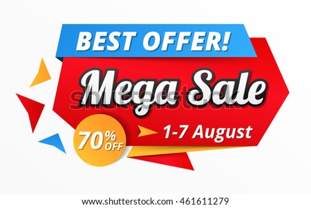 Best offer mega sale banner, advertisement promotion design, vector eps10 illustration - stock vector Best offer mega sale banner, advertisement promotion design, vector eps10 illustration - stock vector