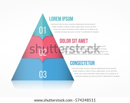 Pyramid chart with three elements with numbers and text, pyramid infographic template, vector eps10 illustration Pyramid chart with three elements with numbers and text, pyramid infographic template, vector eps10 illustration