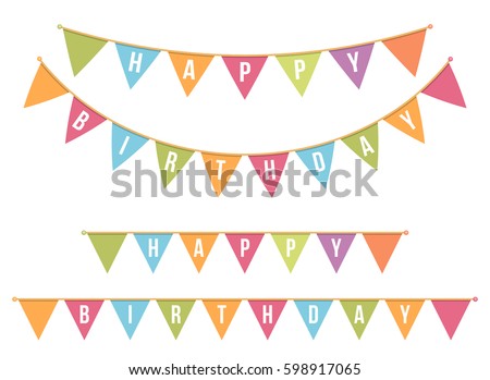 Bunting for happy birthday on white background, vector eps10 illustration Bunting for happy birthday on white background, vector eps10 illustration