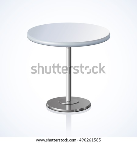 Disk shape grey color stylish 3d board pedestal stand on one solid shiny foot. Club concept object. Close-up view with space for text on light backdrop Disk shape grey color stylish 3d board pedestal stand on one solid shiny foot. Club concept object. Close-up view with space for text on light backdrop