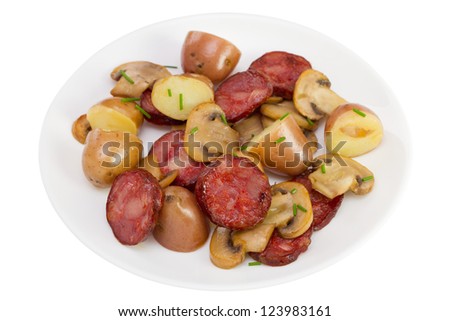 salad with sausages on the russian traditional salad potato salad