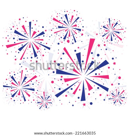 Big Red Blue Fireworks On White Stock Vector 116239309 - Shutterstock