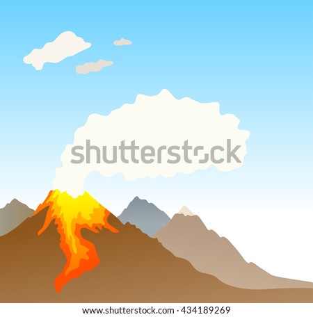 Volcano Vector Background Line Art Drawing Stock Vector 51269452
