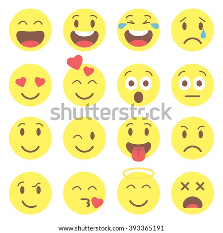 Emoji set. Flat style emoji. Avatar isolated on white background. Cute ...