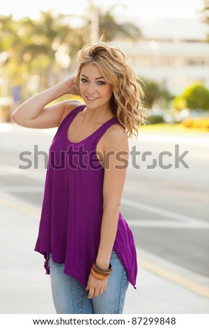 Beautiful Young Woman Outdoor Portrait Stock Photo 93759049 - Shutterstock