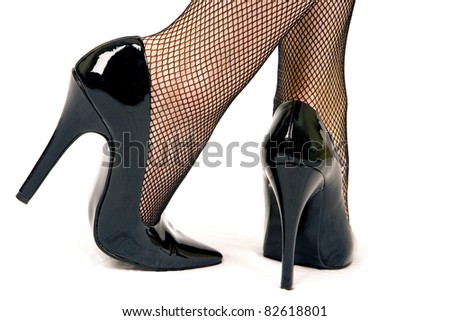 shiny black high heel shoes