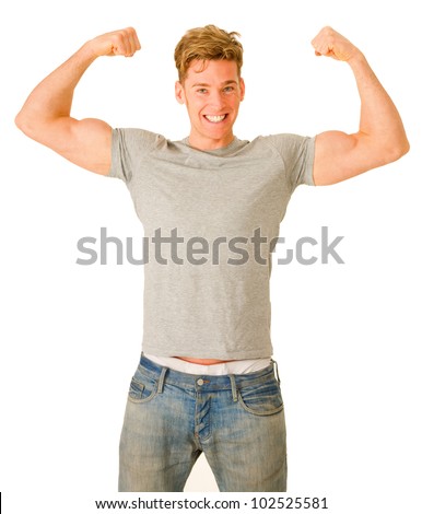 Shirtless Male Bodybuilder, Really Muscular Body Stock 