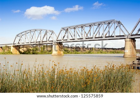 Bridge spanning the Murray River in Australia at the town Murray Bridge