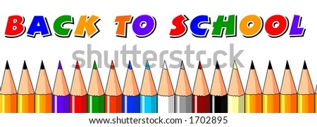 Back to school banner with pencils - stock photo