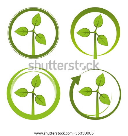 Green energy concept -?? Leafy wind turbine designs. - stock vector