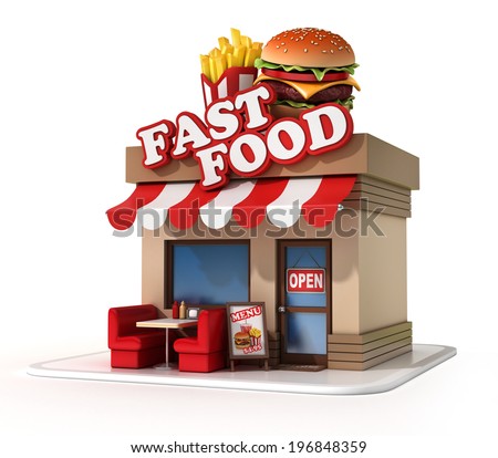 fast food restaurant 3d illustration  - stock photo