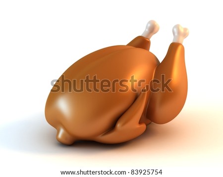 Roasted Chicken Isolated On White Stock Illustration 83925754