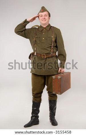 ... in historical soviet military uniform of World War II - stock photo ... in historical soviet military uniform of World War II - stock photo