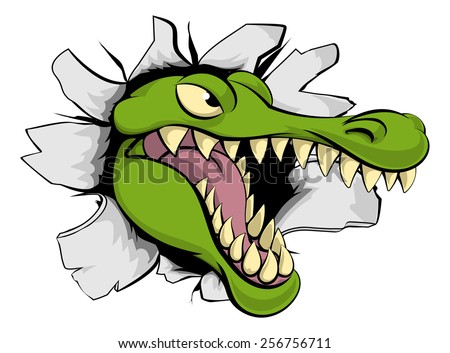 Cartoon+Gator+Head cartoon crocodile or alligator mascot head smashing through a wall ...